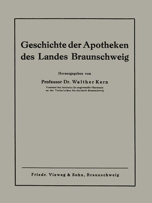 cover image of Geschichte der Apotheken des Landes Braunschweig